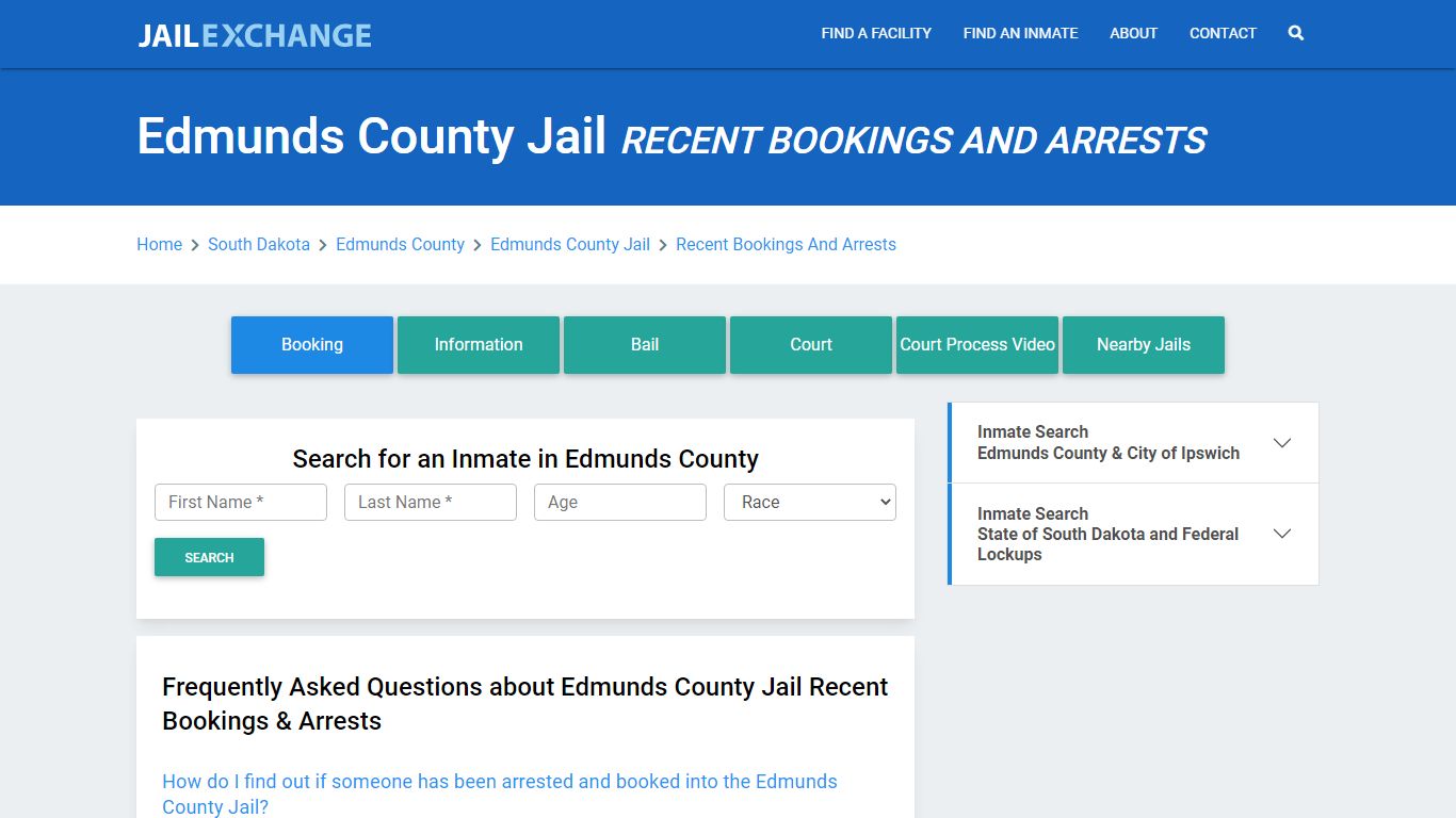 Edmunds County Jail Recent Bookings And Arrests - Jail Exchange