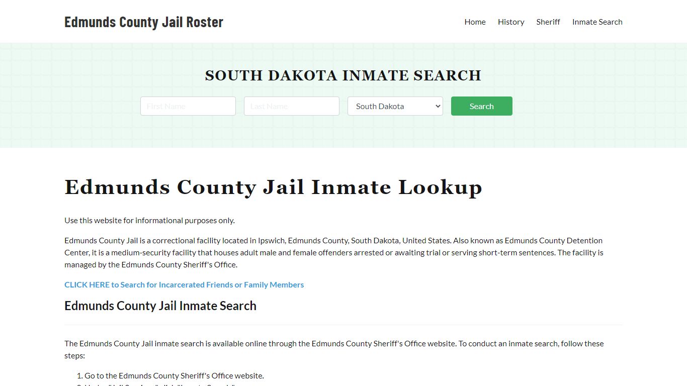 Edmunds County Jail Roster Lookup, SD, Inmate Search