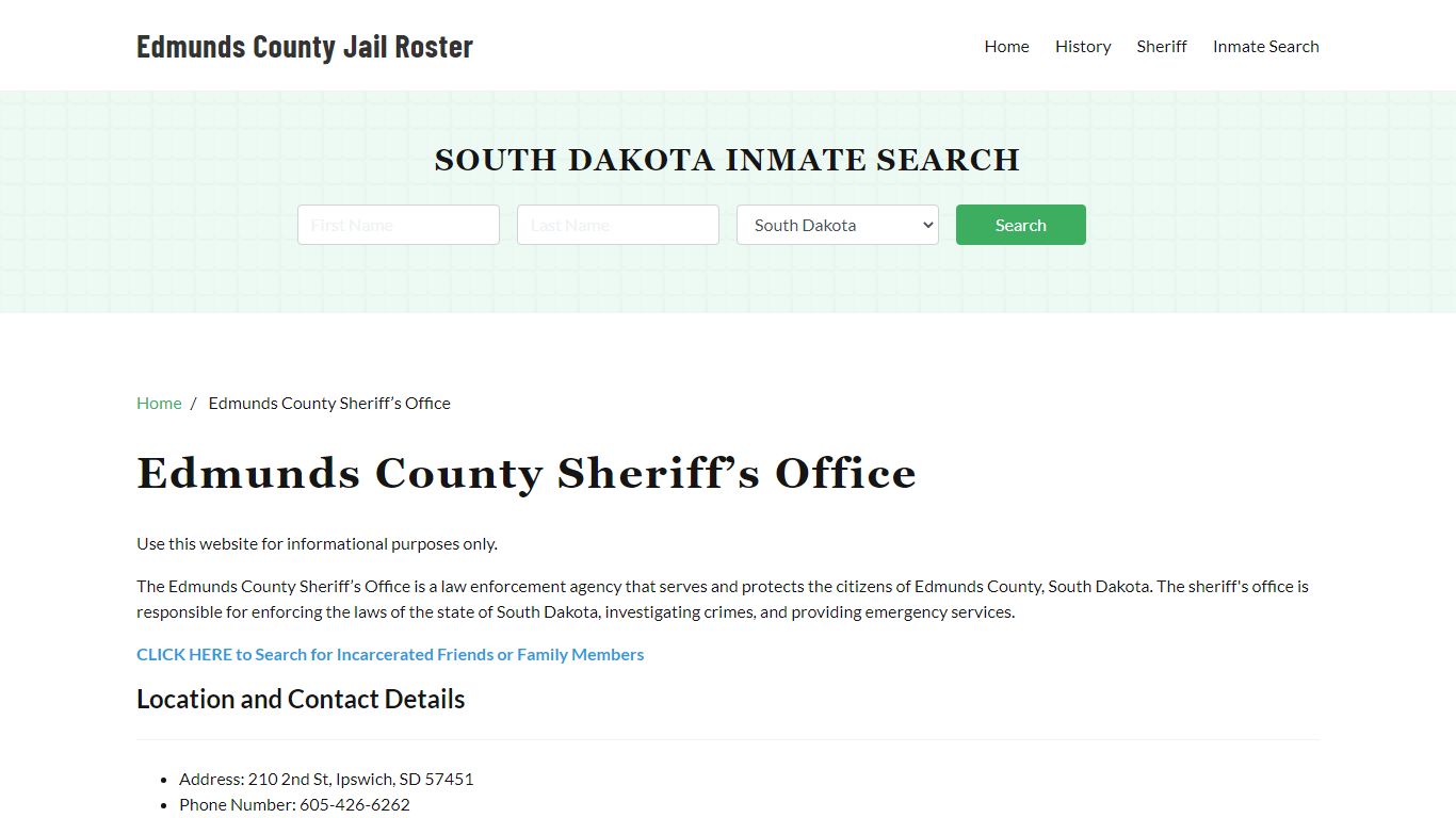 Edmunds County Sheriff Office, SD, Arrest Warrants Search